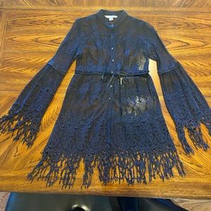 Boston Proper button up lace black jacket.